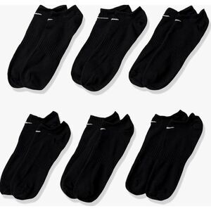 Nike Performance Lightweight Dri Fit No Show Cotton Cushioned Socks Black M New